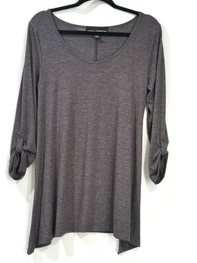 Isabella Rodriguez Gray Tunic Top Womens Medium Roll Tab Sleeves